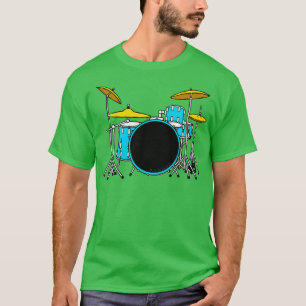 T-shirt Bleu Drum Kit Drummer Musicien