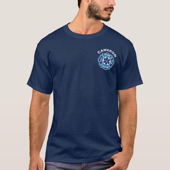 T-shirt Bleu du feu et de délivrance (Devant)