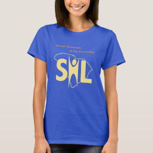 T-shirt bleu du SHL des femmes avec l'URL