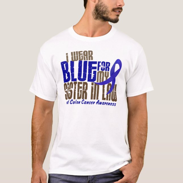 T-shirt BLEU d'USAGE du cancer du colon I POUR MA (Devant)