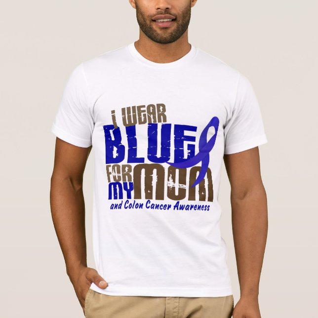 T-shirt BLEU d'USAGE du cancer du colon I POUR MA MAMAN (Devant)