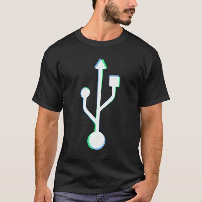 T-shirt bleu d'usb (Devant)