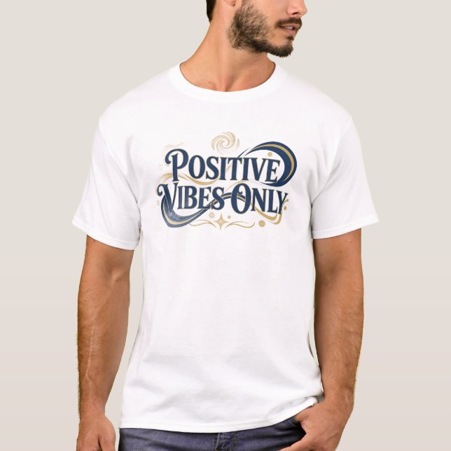 T-shirt Bleu Éblouissant DESIGN 2D VIBES POSITIVES SEULEME (Devant)