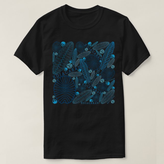 T-shirt Bleu Ediacaran fossile transparent (Design devant)