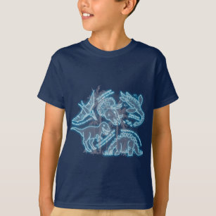 T-shirt bleu électrique de dinosaure