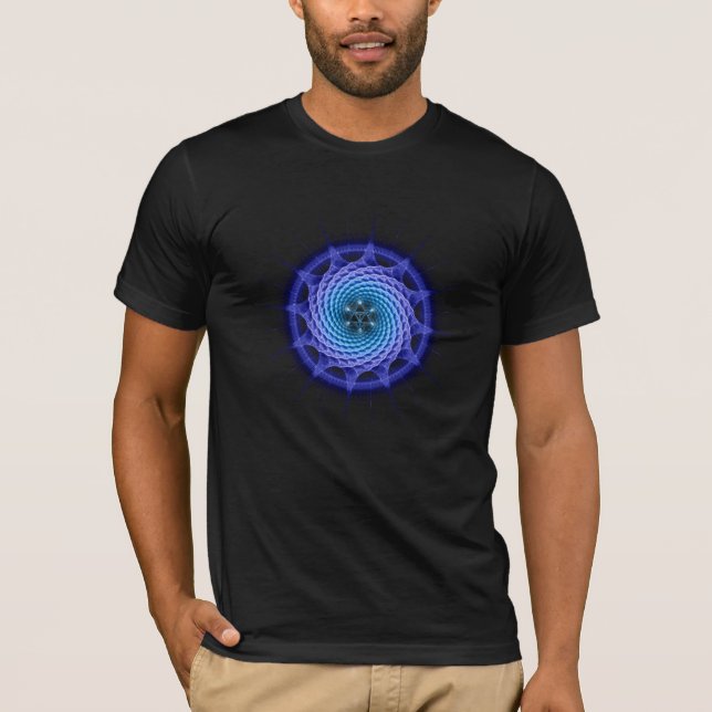 T-shirt Bleu en spirale de mandala de Merkaba (la (Devant)