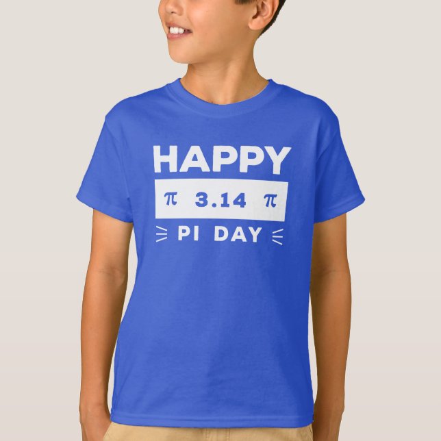 T-shirt Bleu Et Blanc 3.14 Joyeux Jour Pi (Devant)