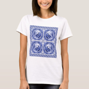 T-shirt Bleu et blanc, conception de motif de saule