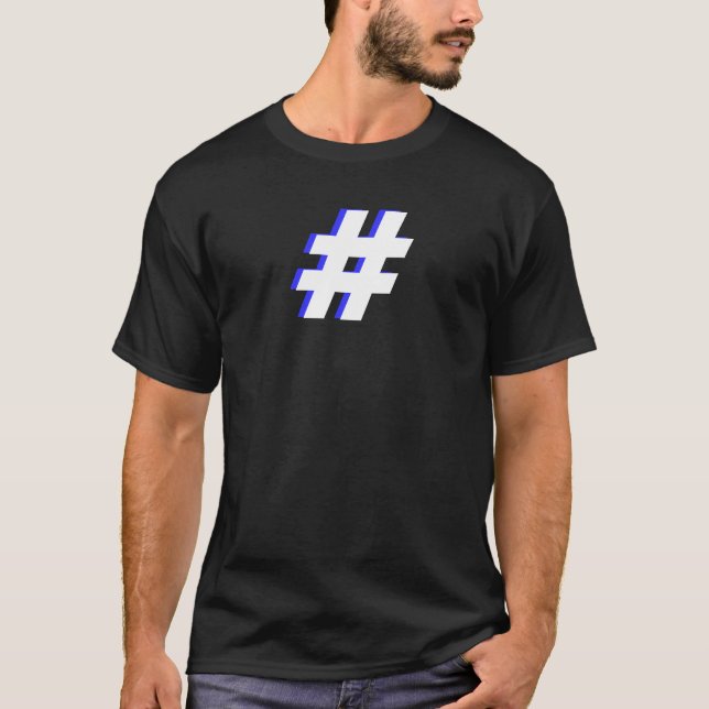 T-shirt bleu et blanc de symbole d'étiquette de (Devant)