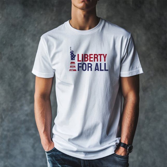 T-Shirt bleu et rouge drapeau de protestation anti (This T-shirt is a cool way to express your views on immigration policies.)
