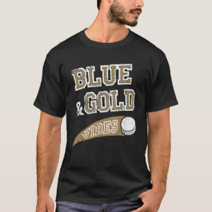 T-shirt Bleu et Vibes d'or Équipe de hockey Fan_1