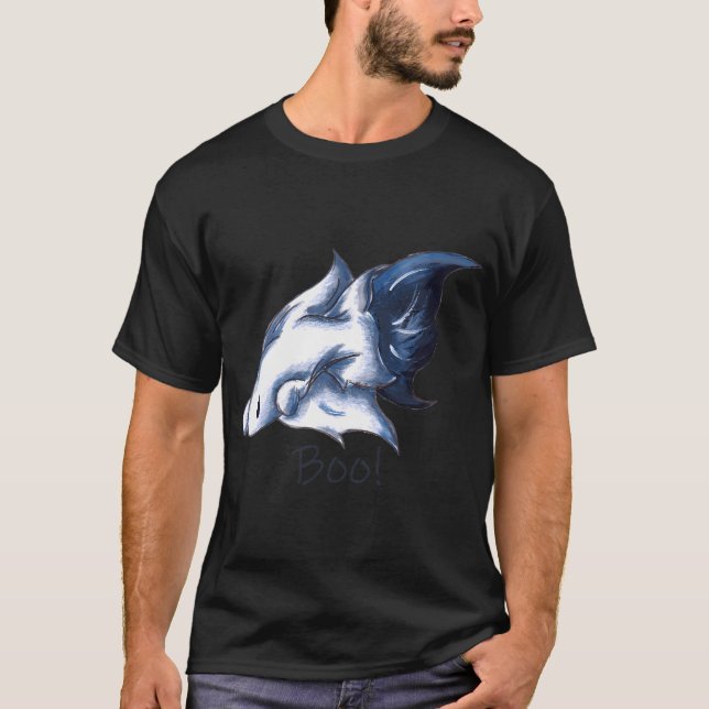 T-shirt Bleu Fantomatique (Avec Texte) (Devant)