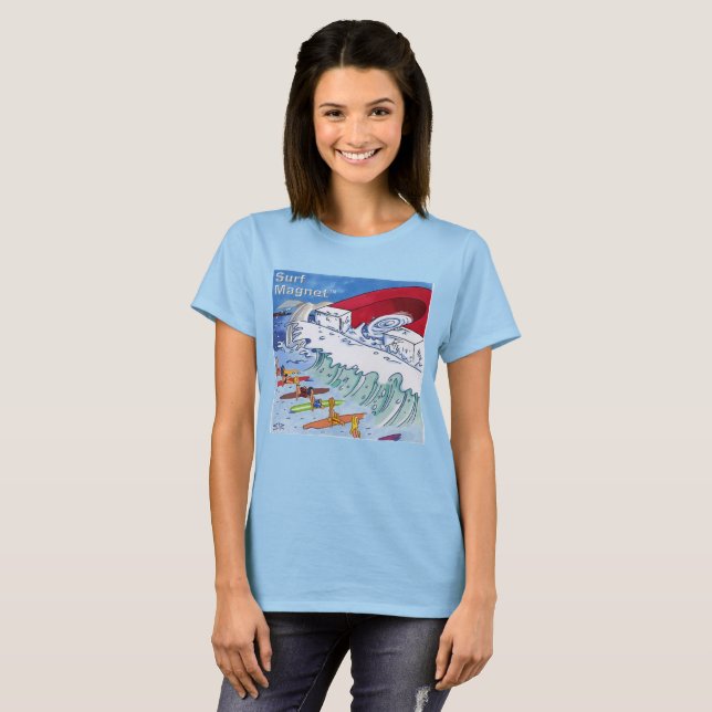 T-shirt bleu femme Surf Magnet (Devant entier)