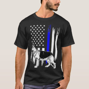 T-shirt Bleu fin Drapeau K9 Berger Allemand Chien de polic