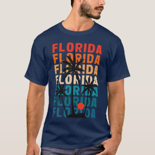 T-shirt bleu Floride Vintage Coucher de soleil