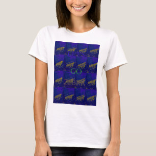T-shirt Bleu français "Let's Go Zebra" Abstrait