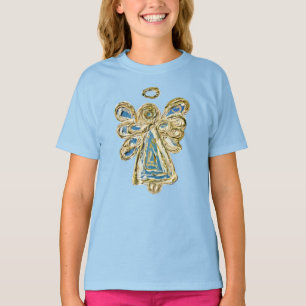 T-shirt bleu Guardian Angel Custom Holiday Art