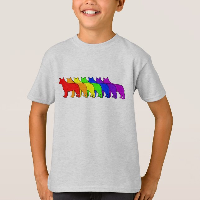 T-shirt Bleu Heeler d'arc-en-ciel (Devant)