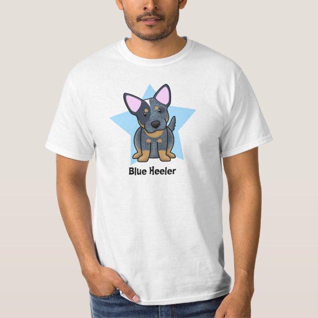 T-shirt Bleu Heeler d'étoile de Kawaii (Devant)