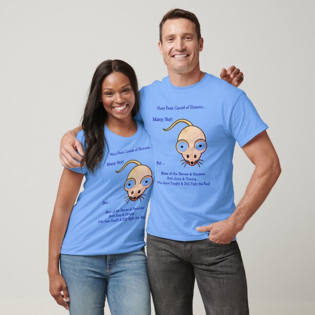 T-shirt (Bleu) Heros Heroines Fun Illusion Design (Unisexe)