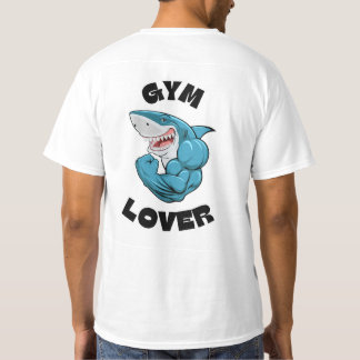 T-shirt bleu illustré Shark Gym Lover