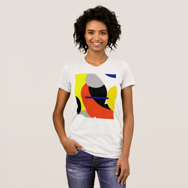 T-shirt Bleu jaune Art Abstrait (Devant entier)