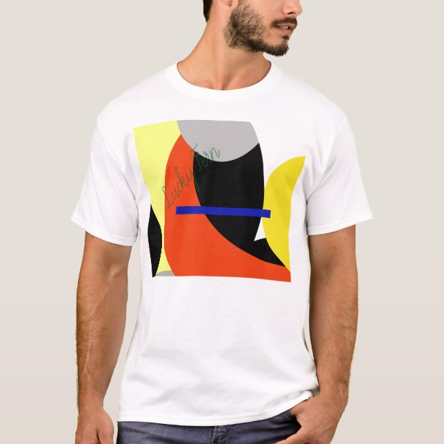 T-shirt Bleu jaune Art Abstrait (Devant)