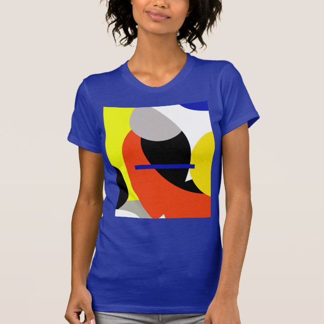 T-shirt Bleu jaune Art Abstrait (Devant)