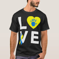 Bleu jaune imprimé à la main coeur monde entier sy
