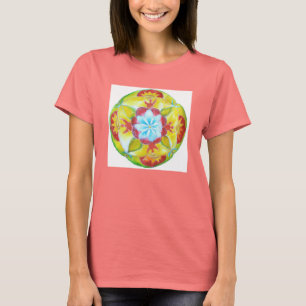 T-shirt Bleu, Jaune, Rouge, Mandala de Paix