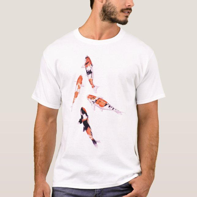 T-shirt bleu Koi flottant (Devant)