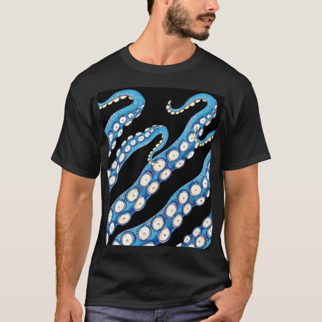 T-shirt Bleu Kraken Octopus (Devant)
