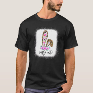 T-shirt Bleu Léopard Floral Hoppy Easter Bunny Ear Fam