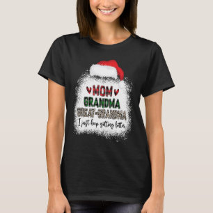 T-shirt Bleu maman mamie arrière grand-mère plaid leo