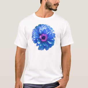 T-shirt Bleu marguerite bleu photo florale