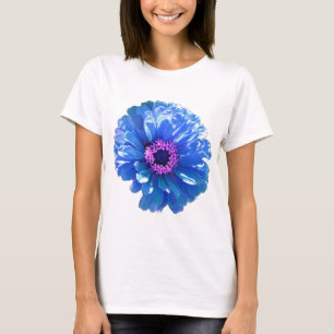 T-shirt Bleu marguerite bleu photo florale