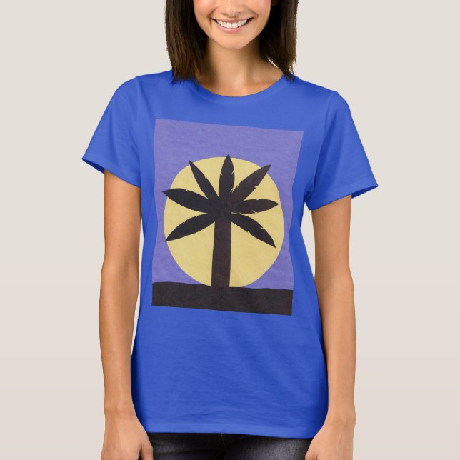 T-shirt bleu marine avec Palm & Moon Design (Devant)
