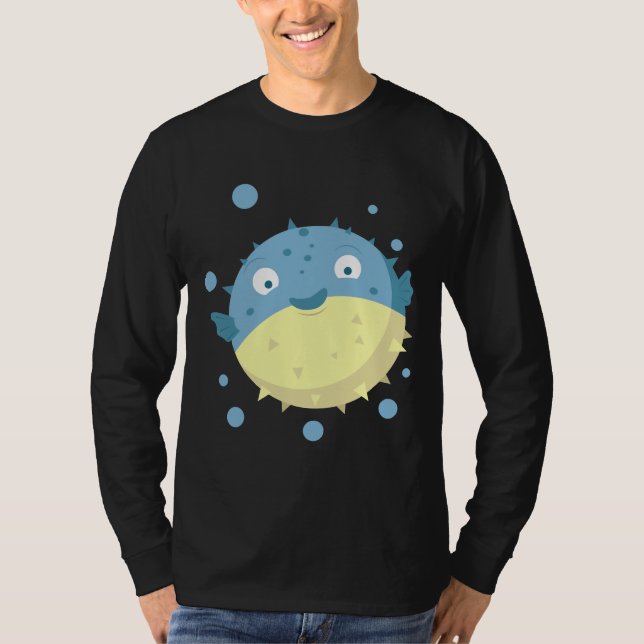 T-shirt Bleu mignon de Poisson (Devant)