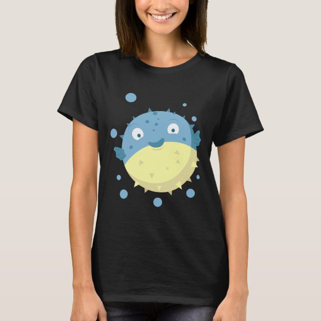 T-shirt Bleu mignon de Poisson (Devant)