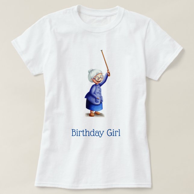 T-shirt Bleu mignon grand-mère Anniversaire (Design devant)