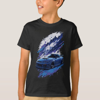 T-shirt Bleu modifié Skyline dans une splash de Peinture C