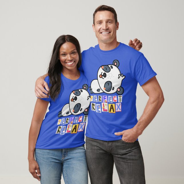 T-shirt bleu motif chien mignon (Unisexe)