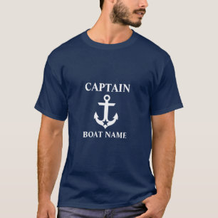T-shirt Bleu nautique de capitaine Boat Name Anchor Star