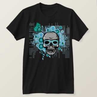 t-shirt bleu néon du crâne d'été