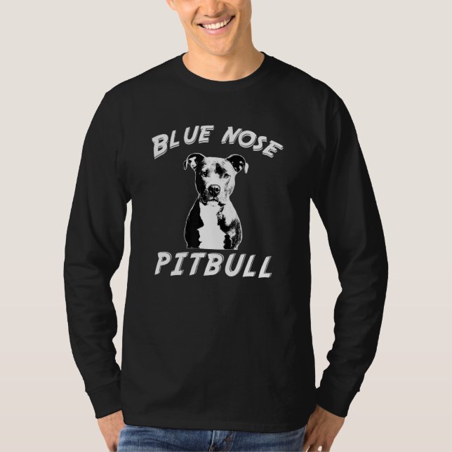 T-shirt Bleu Nez Pitbull Chien Chien Chien Chien Chien Sau (Devant)
