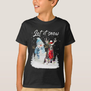 T-shirt Bleu Nez Pitbull Père Noël Chien Noël Snowman Noël