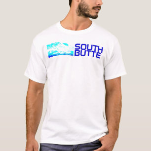 T-shirt bleu original de conception de butte du