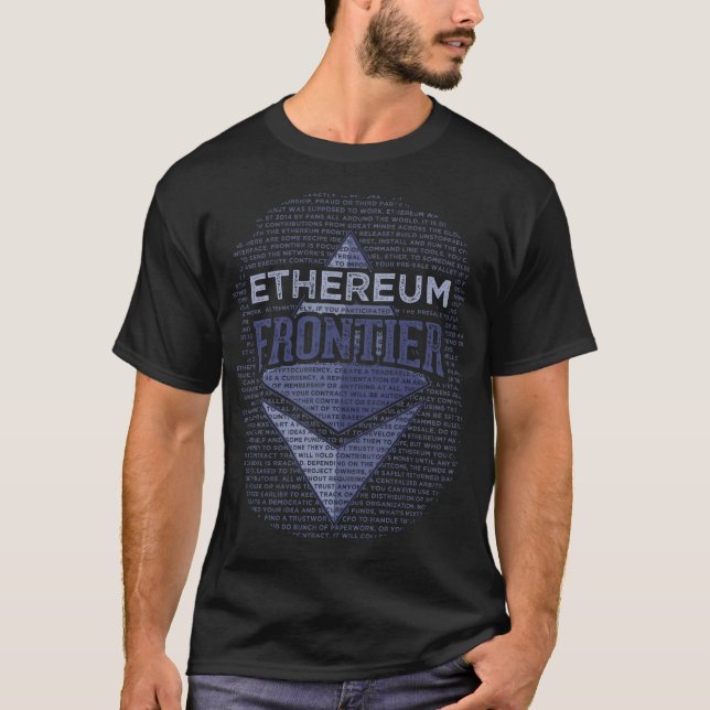 T-shirt Bleu original grunge de frontière d'Ethereum plein (Devant)