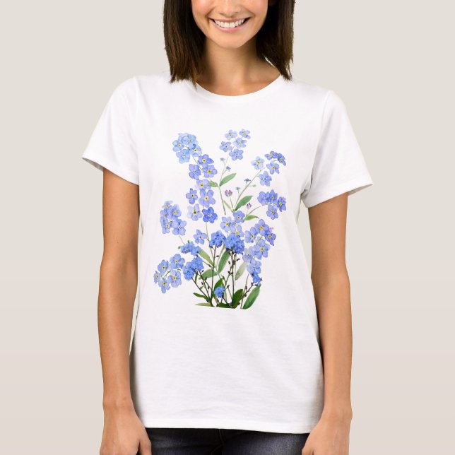 T-shirt bleu oubliez-moi pas aquarelle 2024 (Devant)