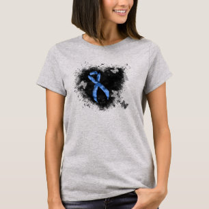 T-shirt Bleu Paisley Ruban Grunge Coeur